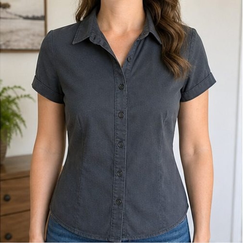 Charcoal Ruffle Blouse - Picture 2 of 6